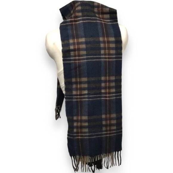 Cashmink Women’s Soft Knit Plaid Scarf, Navy, OSFA - Picture 4 of 6